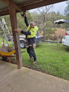 Club member Wayne, looking like he knows what to do with a drill.
