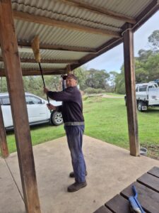 Club member Merv doing a spot of cleaning